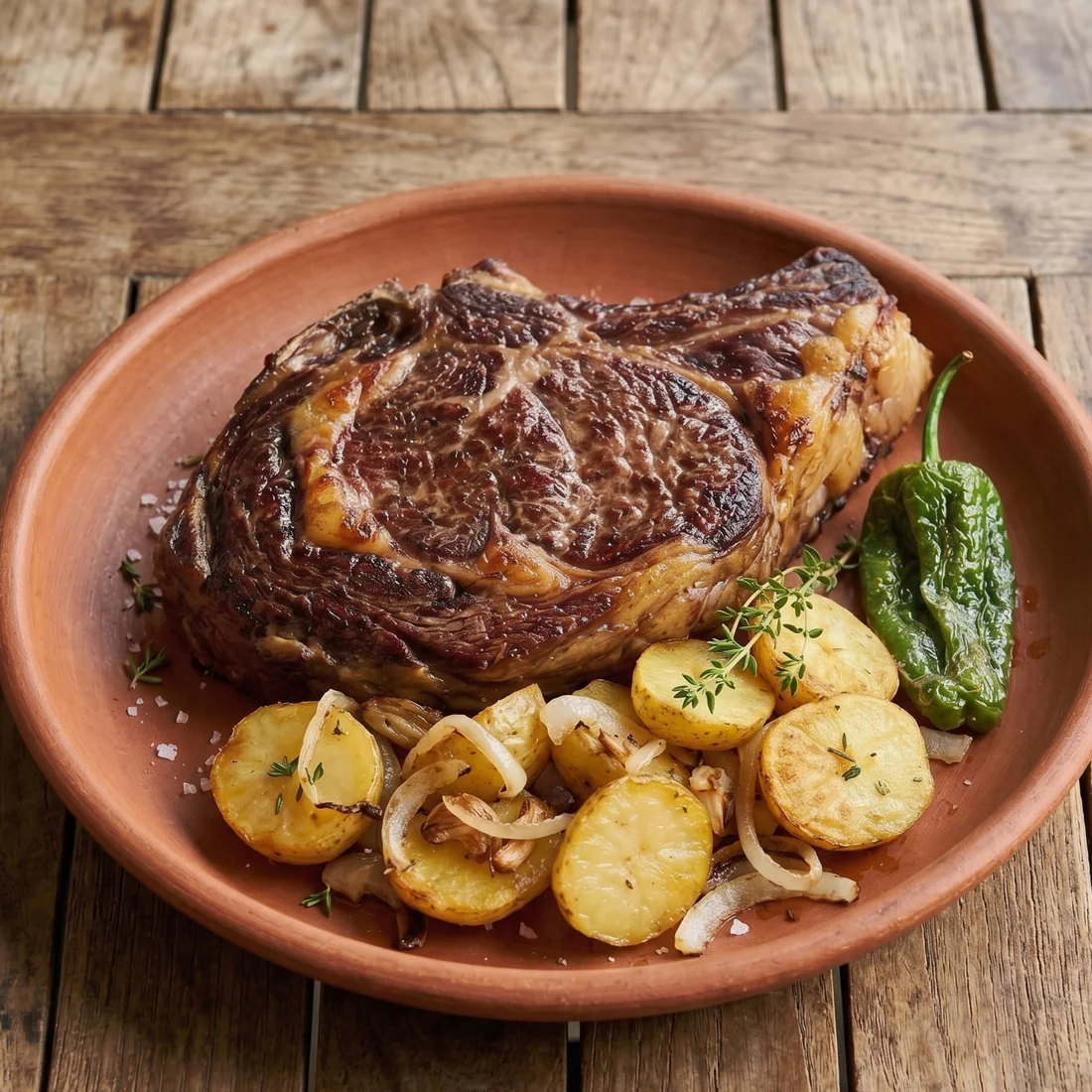 Chuletón de vaca madurada con patatas