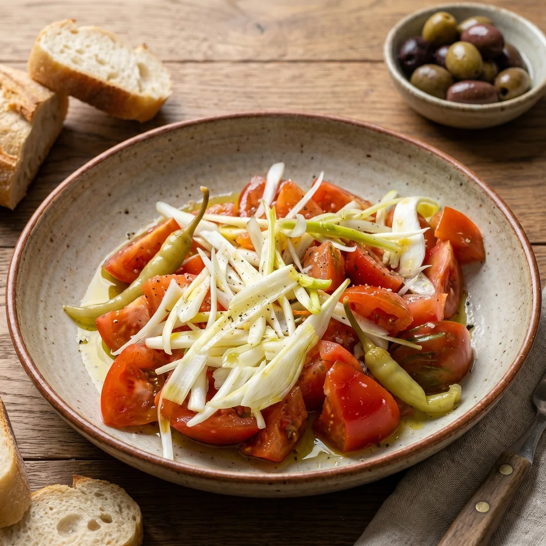 Ensalada de tomate y cebolleta